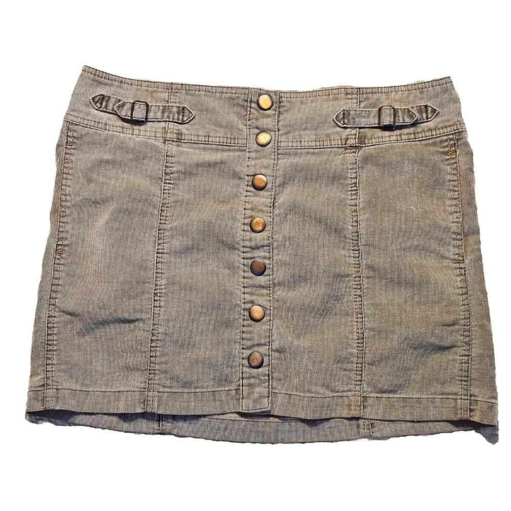 Gap Corduroy Mini Skirt Women's Snap Front Cotton Blend Ribbed Size 12